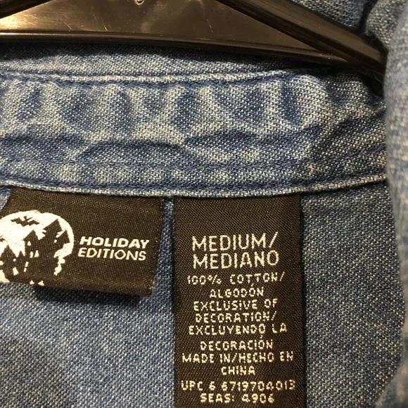 Holiday Editions Halloween Denim Button Down Shirt - Picture 5 of 6